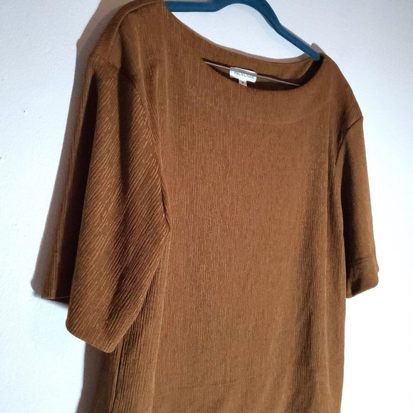 Prologue Caramel Stripe Textured Blouse M - Picture 3 of 6